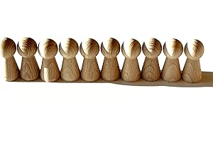 ‎SPIELTZ DIY Holzfiguren zum Bemalen, Spielfiguren aus Holz natur, Figurenkegel/Holzkegel für Deko, Hochzeit, Brettspiele, Familienaufstellung. Made in Germany. (10 Figurenkegel groß/Halmakegel 19/40 mm)