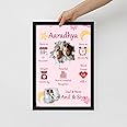 Ibgyor Store Personalized Baby Memory Collage Frame – Customizable with Baby’s Name, Birth Details, and Photos | Ideal for Baby Showers, Newborn Gifts, First Birthday Keepsake,BLCKSPLSHGIRLBORN(12x18)
