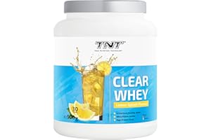 TNT TRUE NUTRITION TECHNOLOGY TNT Clear Whey "Lemon Splash" (900 g) • Napój wysokoproteinowy • Przezroczysty napój orzeźwiający o wysokiej zawartości białka • Mrożona herbata wysokoproteinowa z BCAA