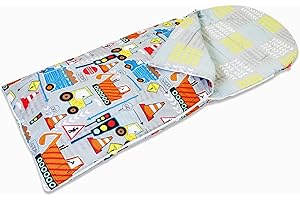 Happy Linen Company Girls Boys Kids Big Digger Trucks Grey 155 x 65 cm Reversible Sleeping Bag