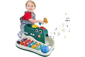 Kikuo Xylophon Kinder 1 Jahr, Xylophon Baby, Xylophone Baby Xylophon, Xylophon ab 8 Jahre für Kinder mit Farbe Sortierung Bälle und Hammer Pounding