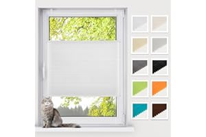 ‎BELLEMAX BelleMax Plissee ohne Bohren Klemmfix, Weiß 40x130cm(BxH), Easyfix lichtdurchlässig Sichtschutz und Sonnenschutz, Jalousie Plisseerollo mit Klemmträger, Faltrollo für Fenster & Tür