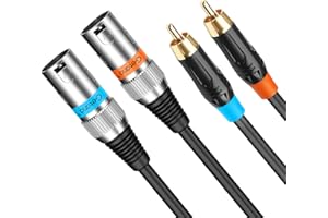 Getaria Dual Cinch auf XLR Kabel, 2 Cinch auf 2 XLR Male HiFi Stereo Audio Verbindung Mikrofonkabel Drahtschnur Pfadkabel (MÄNNLICH, 1M)