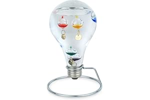 SIGNES GRIMALT Termometro Galileo Bombilla de Cristal 15 cm , Para Exterior o Interior, Analógico, Bolas Flotantes