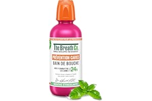 THE BREATH CO. The Breath Co Bain de Bouche Prévention Caries, à base de fluor, formule developpée par un dentiste, aide à combattre les caries pendant 24h*, rafraîchit l'haleine, sans alcool, ne pique pas, 500ml