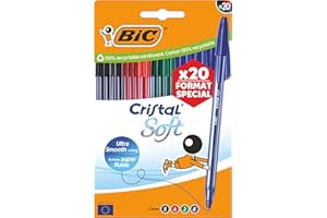 BIC Set Special Edition Penne a Sfera Cristal Soft Punta Media (1,2 mm) - Inchiostro di Colori Assortiti, Confezione da 20