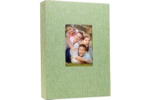 YDYXIEJI Photo Album 6x4-300 Pockets Linen Cover, Large Capacity Photo Albums 6x4 slipn, Holds 300 Photos for Family, Wedding, Anniversary, Birthday, Christmas, and Special Occasions (Light green)