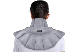 REVIX Heated Neck Wrap Microwavable Heating Pad for Neck and Shoulders, Back Pain Relief Hot Pack with Moist Heat, XL Weighted Microwave Neck Warmer, Gray