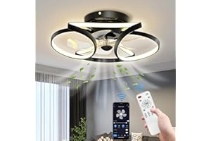 OMDEKOR Wentylatory sufitowe z oświetleniem pilotem, niemy DC 30W LED wentylatorów, 6 prędkości wiatru, timer, inteligentne oświetlenie wentylatora w salonie, sypialnia, pokój dla dzieci, restauracja-50 cm