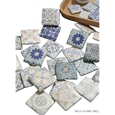 Dekoratif Seramik Karışık Desenli Cam Mozaik Karo Seti - 500 gr (35 Adet) - 4x4 cm El Sanatları ve Mimari Dekorasyon İ&ccedil;in