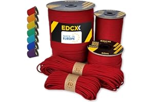 EdcX Paracord 4mm, 35+ Colori Solidi (10m, 15m, 30m, 50m, 100m, 300m) | Ideale per Campeggio, Sopravvivenza, attività all'aperto | Corda 100% Nylon 4 mm| Corda Tattica 550 Tipo III