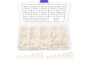 YIXISI 320 Sztuk Zestaw Asortymentowy Okrągłych Podkładek ABS, do Śrub M3 / M4, Podkładek Bez Gwintu Kolumn, OD 7mm, Biały