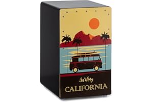 XDrum Design Series Cajon “California” - Designer-Cajon mit Kunstdruck - Integrierter Bass Port - Korpus aus HPL (High Pressure Laminate) - Fest installierter Snare-Teppich