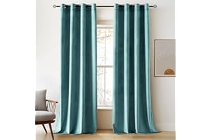Woaboy Samtvorhänge Verdunkelungsvorhang Gardinen Samt mit Ösen Blickdicht für Wohnzimmer Blackout Curtains Thermovorhang Schalldämmend Schlafzimmer 2er Set 140x245cm (B x H) Turkis