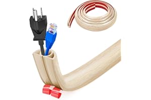 BOCGUY Petit passe-câbles flexible, autocollant, 3 m x 2 cm, cache-câble flexible, facile à couper, montage pour tous les câbles d'alimentation, maison, bureau, entrepôt (grain de chêne blanc)