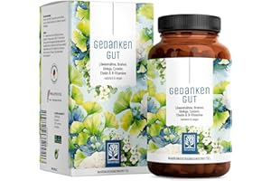 ‎NATURTREU NATURTREU® Gedankengut Löwenmähne Pilz & Ginkgo Biloba Komplex - mit Brahmi-Extrakt Cholin & L-Cystein - 120 Kapseln vegan mit 30% Polysaccharide und 5% Beta-Glucane