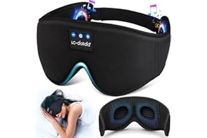 LC-dolida Masque de Sommeil avec écouteurs Bluetooth V5.4, Masque de Nuit Sans Fil peut Jouer 15 Heures Casque de Sommeil Bluetooth pour les Voyages,la Sieste, le Travail Posté