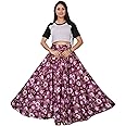 JYESHTA Women's American Crepe Blooming Flared Long for Traditional Stitched A-line Flare Skirt for Girls with 12 Meter Flare 40inch Height