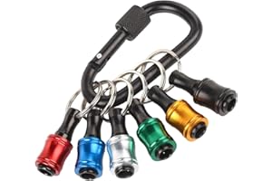 SHUXIA Hex Shank Screwdriver Bits Holder,6pcs Keychain Lightweight Portable Drill Bit Organizer,Hex Shank Drill Bit Holder,1/4 inch Hex Shank Bit Holder Keychain for DIY,Electrical,Woodworking,Construction