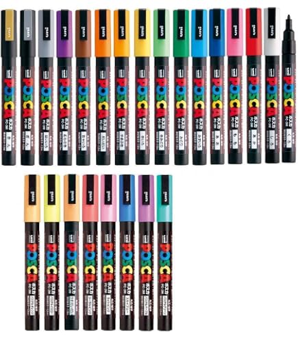 thumbnail image 2 of Uni Posca Paint Marker Pen Set – Fine Point (0.9-1.3mm), 7 Natural Pastel Colors (PC-3M 7C) 2 of 12