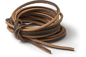 IPEA Leather Cord for Shoes, Accessories, Fashion - 3 Metres Long - Square Leather Laces Shoelaces Premium Genuine Leather Creations Bracelets - Colour Dark Brown