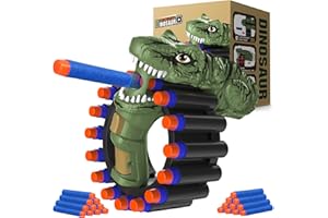 YOTOY Toys for 3+ Year Old Boys Kids: Dinosaur Shooter Gun with 20 Foam Bullets Party Gifts for 3 4 5 6 7 8 9 10 Year Old Kid Boy Presents Age 4-12 Launcher Games Toy for Bedroom Foam Blaster