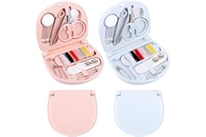 LXUEJIE 2 Stück Mini Nähprojekt Set, Grundausstattung Nähset Tragbares Reise Näh Reparaturzubehör enthält Nähgarn Nadeln Schere Knöpfe für Hause Reise Camping Notnähen