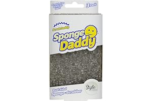 Scrub Daddy - Sponge Daddy Lavable Anti Scratch con Doble Cara Flextexture - Estropajo Cocina, Baño, Horno Esponja Antibacteriana, Reutilizable y Anti-Rayones - Paquete de 3 - Gris