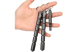 AMATHINGS 2 piezas! (Paquete doble) Kubotan/Amplificador de presión en silbato y llavero de señal negra y negra y muy alta también se usa como martillo de emergencia 100% legal