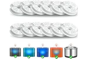 VinDox 12 filtri per fontana da bere 2,5 L a forma di fiore di gatto, adatto per gatti e cani, fontane in acciaio inox, triplo filtro