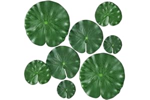 QUANYUCHANG Chulai Lot de 8 tampons de nénuphars artificiels 4 tailles pour plantes flottantes et feuilles de lotus réalistes pour la maison, le jardin, les bassins, la piscine, l’aquarium, le paysage