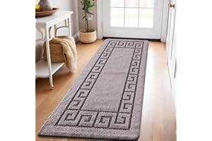 PHP Carpet Runners for Hallways Non Slip Long With Gel Back - Marble Rug Washable Low Pile Rug, Kitchen Runner - Ideal For Living Room, Bedroom, Lounge And Hall |60 x 220 cm - Grey
