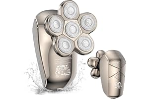 Head Shaver for Men, Kibiy 5-in-1 Bald Head Shaver with 6 Flexible Heads for Head, Beard, Nose and Sideburn, Cordless Rechargeable Electric Bald Razor, USB-C Charging, Wet Dry Use