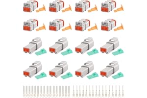 FUNMO German Plug Car 2 Pin, DT Plug Set, 8 Sets Waterproof Electrical Connector, DT Series Cable Connector for Car, Motorcycle, Truck, Boat (22-18AWG)