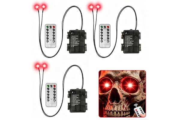 JINGTOPS 3 stycken halloween LED lysande ögon (rött ljus)