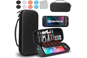 Old Canal Carrying Case for Switch 2, Switch 2 Travel Case with 10 Game Card Slots, Protective Hard Shell Carry Storage Cases for Switch 2 with Screen Protector, Thumb Grips, Screen Cleaning Cloth
