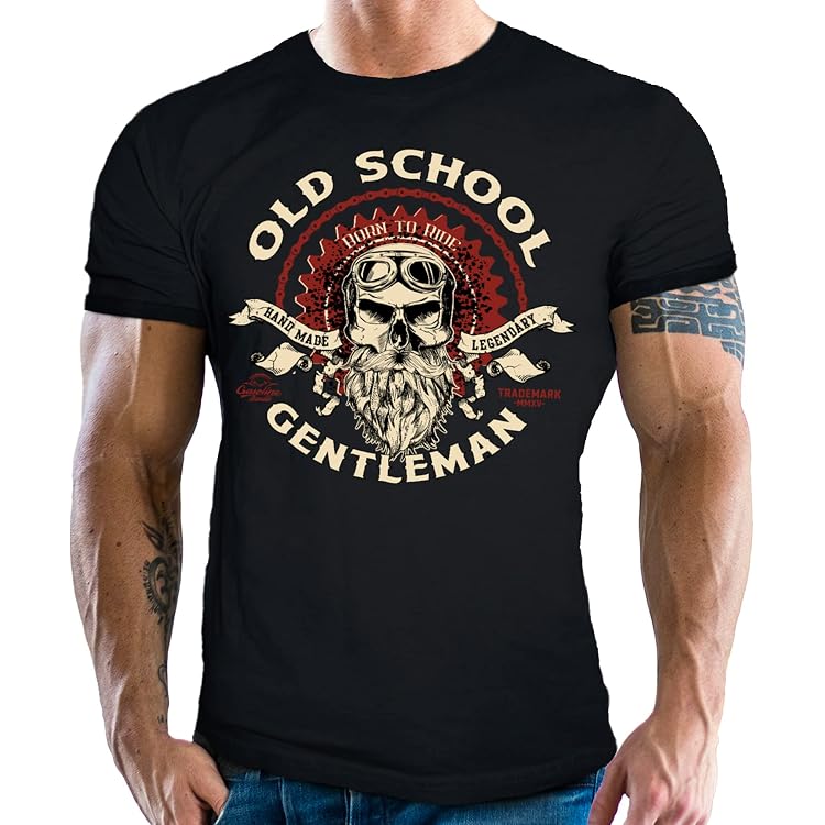 Gasoline Bandit Herren T-Shirt Für Biker & Motorradfahrer – 'Ride A Classic' Design, Heavyweight, Made In Germany