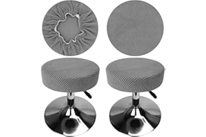 HuaLiSiJi Fundas Taburetes Redondos 30-40cm Fundas para Taburetes de Bar, Estirable Antiarrugas Lavable Antipolvo Suave y Resistente, Cambia la Forma del Taburete en Segundos (2, Gris Claro)