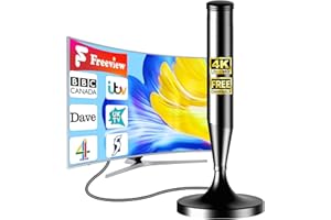 BSPHEREX Indoor TV Aerial 2025 Upgrade – Long Range Freeview HD Aerial with 360° Reception, Magnetic Base, Easy Setup, Supports 4K & 1080P for Smart & Older TVs, 16.5ft Coaxial Cable