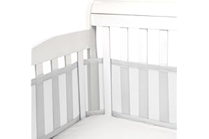 Luchild Cot Bumper - Baby Boys Girls Nursery Breathable Crib Bed Liner Bumper Set - Airflow Safe 3D Mesh Crib Liner (Grey)