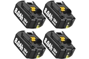 GGIKING 4 Stück 18V 8,0Ah/8000mAh Ersatzakku für Makita Akku 18V BL1860B BL1850B BL1850 BL1840 BL1830 BL1860 BL1835 BL1845 BL1820B, Kompatibel mit Makita Elektrowerkzeugen, mit LED Indikator