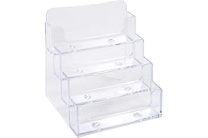 ‎EXACOMPTA Exacompta 71158D Visitenkartenhalter Exacyrl aus robustem Acryl 4 Stufen gefertigt aus einem Guss kristall ideal für Schreibtisch und Büro Verkaufsbüro Visitenkarte Ständer