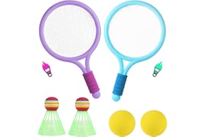 LETTERASHQP Kinder Federballset,Tennis Kinder Spiel,Kinder Tennisschläger,Badminton Racket Spielzeug für Kinder Outdoor Indoor Sport,Bringen Sie 2 Badmintons und 2 TennisbäLle
