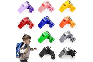 CAIXIANGYU Sifflets, Lot de 10 Sifflets de Sport en Plastique avec Cordons, Puissant Son Clair, Sifflet Arbitres, Entraîneurs, Football, Basket, Camping Sauvetage