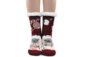 ZFSOCK Calcetines Antideslizantes Zapatillas Mujer: Invierno Suaves Térmicos Gruesos Calentar Divertidos Pantuflas Andar De Estar Por Casa Cumpleaños Navidad Graciosos Regalos Para Madres 1 Par 35-41