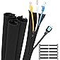 Gozlu Neopren Kabelschlauch, 4 x 50cm Flexible Kabelkanal mit Reißverschluss + 10Pcs Klettband Kabelbinder…