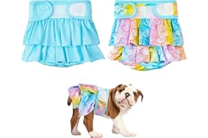 Reusable Dog Nappies Female Small, 2PCS Washable Dog Period Pants in Season, Aitmexcn Super Absorbent Breathable Dog Diapers-Blue-S