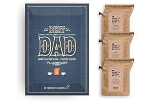 GROWER'S CUP Father's Day Gift for Coffee Lovers - Greeting Card with 3 of The World's Finest Single Estate Specialty & Organic Coffees | Write Your Personalised Message on The Back of The Card