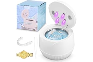 AZYVUM Ultrasonic Cleaning Device, 45000Hz Ultrasonic Cleaning Device, UV Ultrasonic Cleaner for Dental Pod, Dentures, Aligner, Retainer, Whitening Trays, Tooth Rail