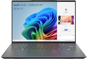 ACER Swift SF14-11-X54K, Ordinateur Portable Copilot IA 14.5'' WQXGA IPS 120Hz (Qualcomm Snapdragon X Plus, RAM 16Go, 1024Go SSD, Qualcomm Adreno, Windows 11 Famille) Clavier AZERTY, Laptop Gris